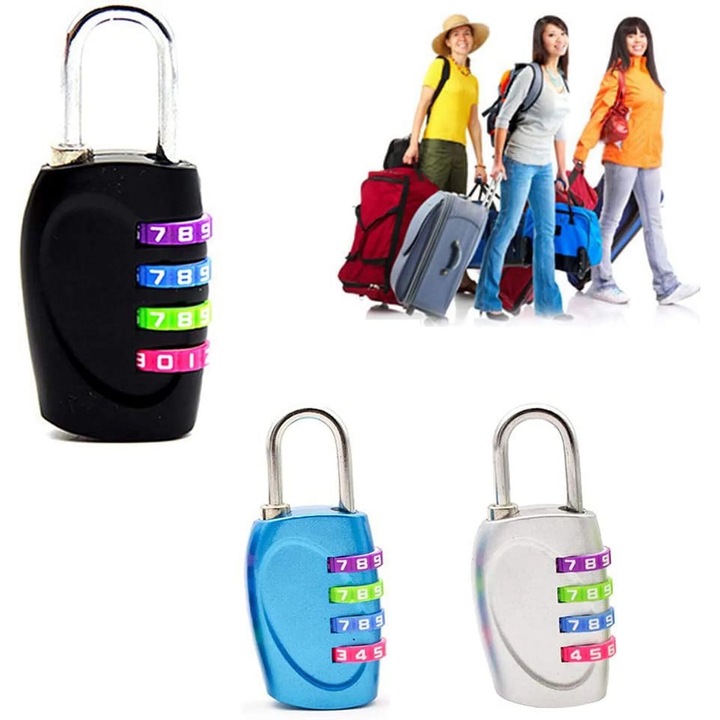 4-цифрена секретна брава за шкафове, багаж, кутии за инструменти, за фитнес, комплект от 4 части, многоцветни, 7см