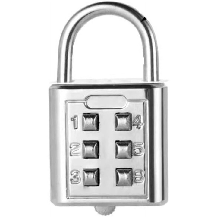 Комбиниран катинар, 5 цифри, сребрист, голям размер, компактен