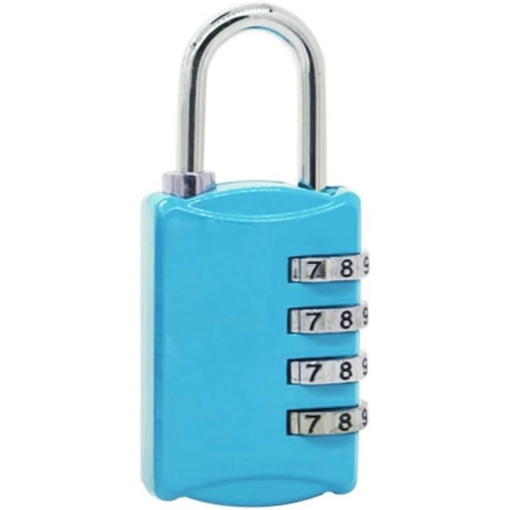 Ключалка секретна, 4 цифри, за училище, спорт, кутия за инструменти, шкаф, синя