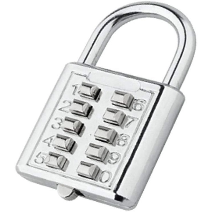 Метален комбиниран катинар за раница 5 цифри сребрист 1х1х2.3см