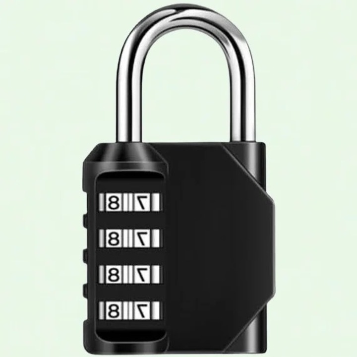 4-цифрена секретна брава, черна, комплект от 1 бр., за шкафчета, кутии, порти