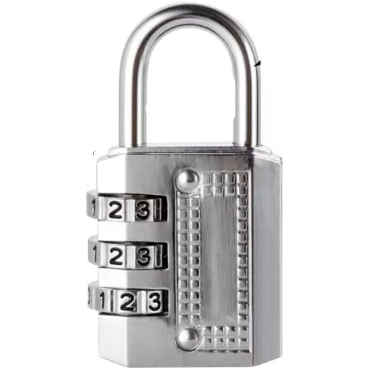 Комбиниран катинар, 5 цифри, сребрист, голям размер, компактен, лесен за пренасяне