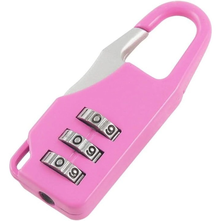 Метален комбиниран катинар фуксия 5.5x2x0.7cm, комплект от 3 катинара