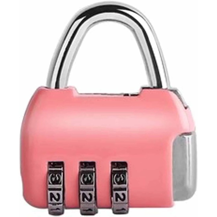 3-цифрена секретна брава, розова, за училище, фитнес, водоустойчив багаж