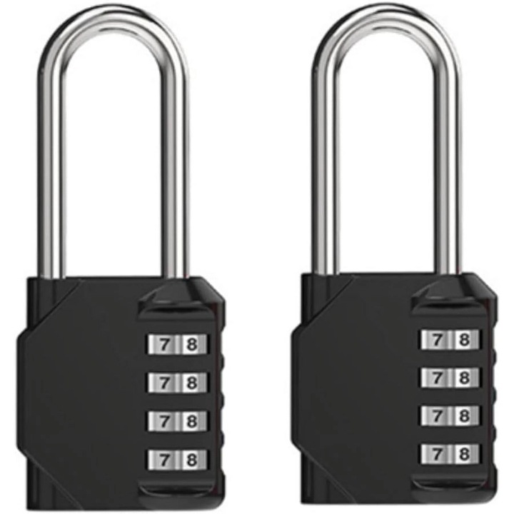 4-цифрени комбинирани катинари, дължина 2,2 инча, водоустойчиви, комплект от 2 бр