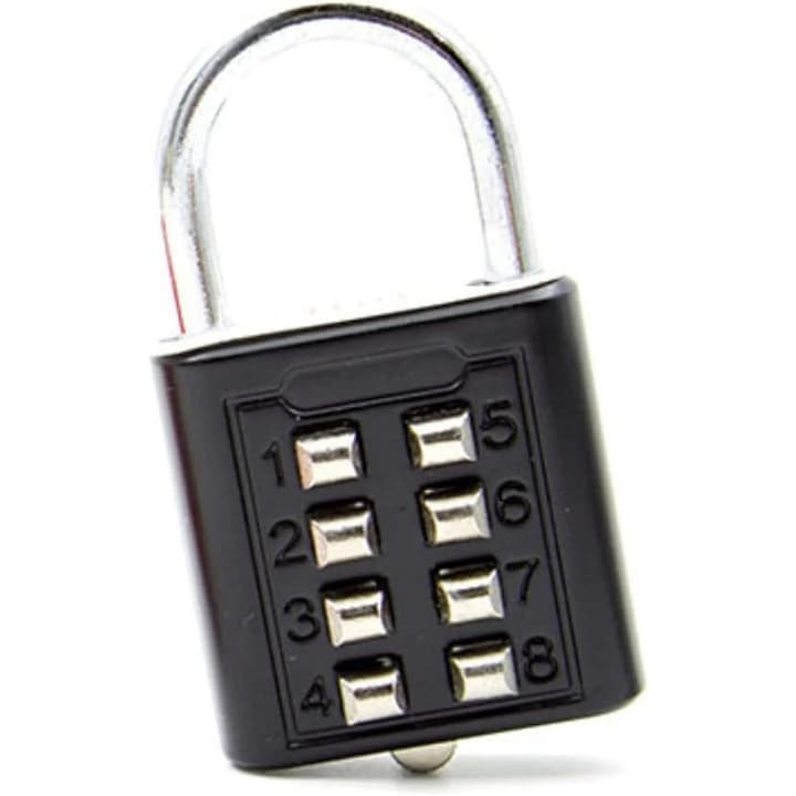 8-цифрен секретен катинар, 4-цифрен заключващ механизъм, 35х56 мм, черен, комплект 1бр.