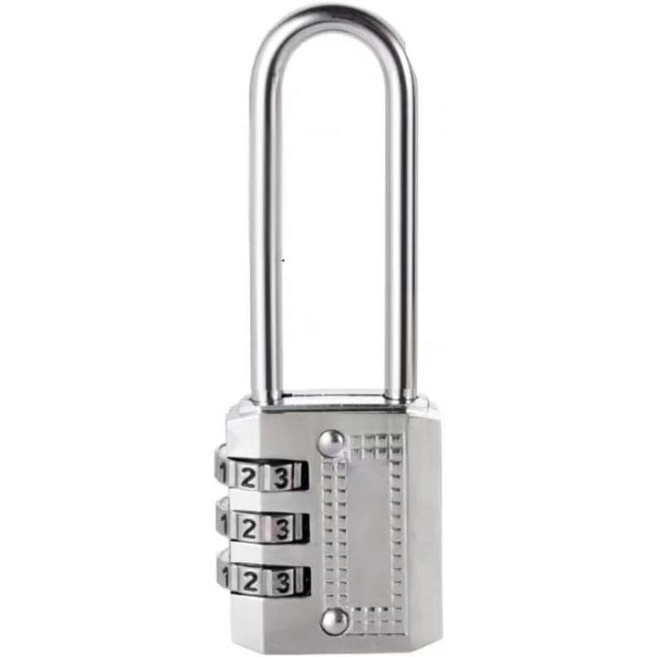 Рестартираема кодова брава, 5 цифри, сребриста, голям размер, комплект