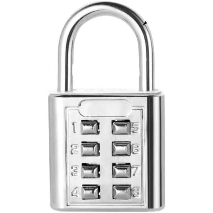 Комбиниран катинар, 5 цифри, сребрист, голям размер, компактен