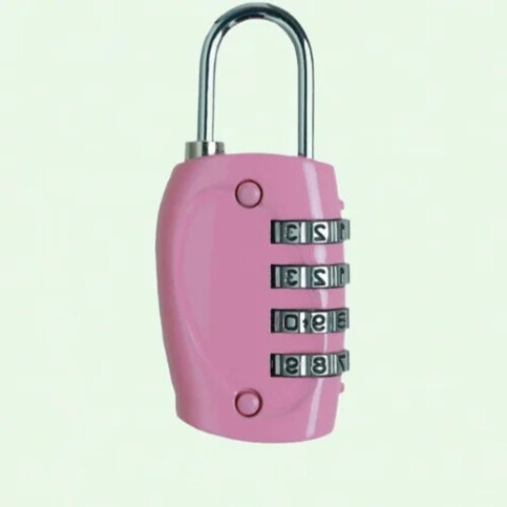 4-цифрен секретен катинар, светло розов, размери 2.55"x1.2"x0.4"