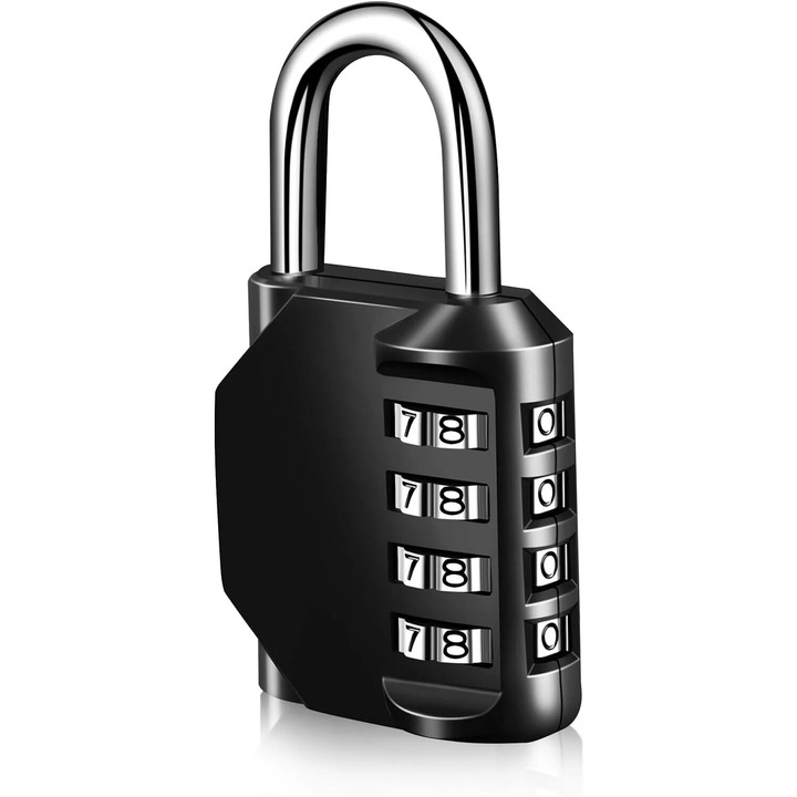 Комбиниран катинар, 4 цифри, черен, 80x43x20mm, комплект с възможност за възстановяване