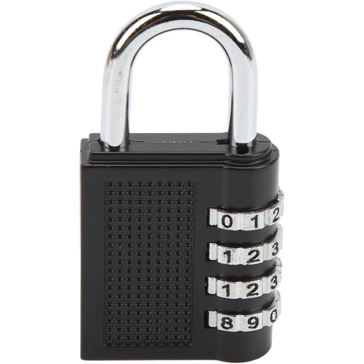 4-цифрен комбиниран предпазен катинар, цинк, устойчив на атмосферни влияния, черен, 7mm x 20mm