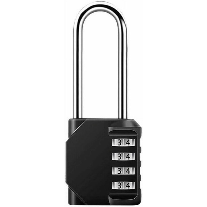 Комбиниран катинар, 4 цифри, конструкция от цинкова сплав, стоманена перфорация, дължина 63 мм, комплект от 1 бр.