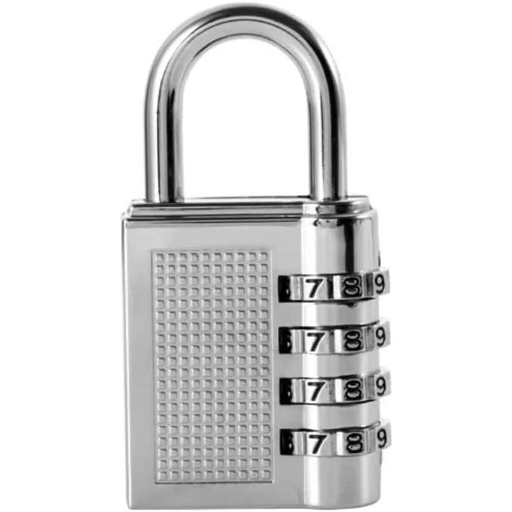 Комбиниран катинар, 5 цифри, сребрист, мини, комплект