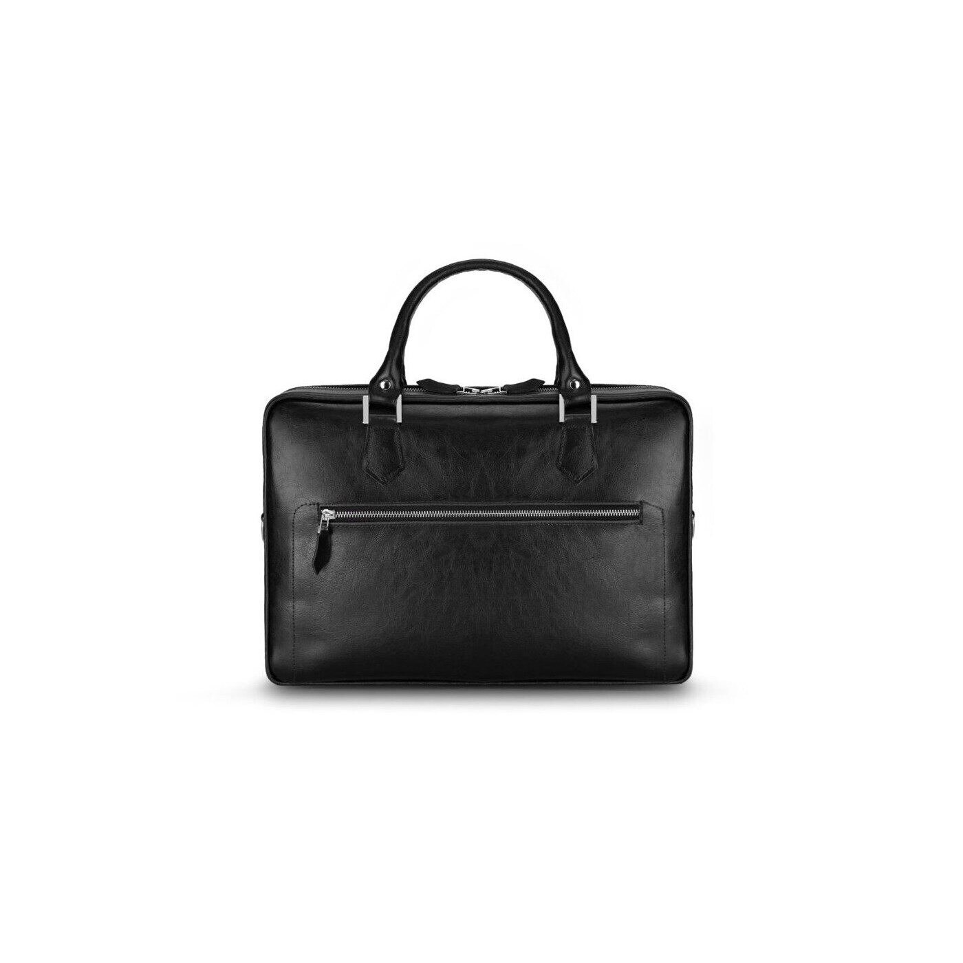 Geanta laptop Solier, neagra, piele naturala, 29x41x7cm, unisex
