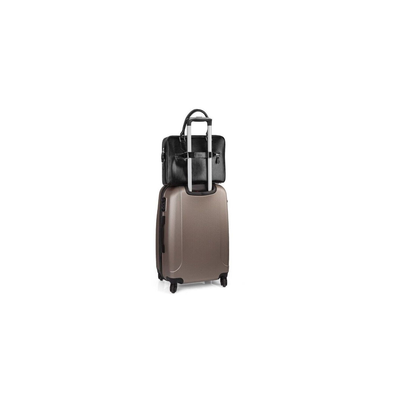Geanta laptop Solier, neagra, piele naturala, 29x41x7cm, unisex