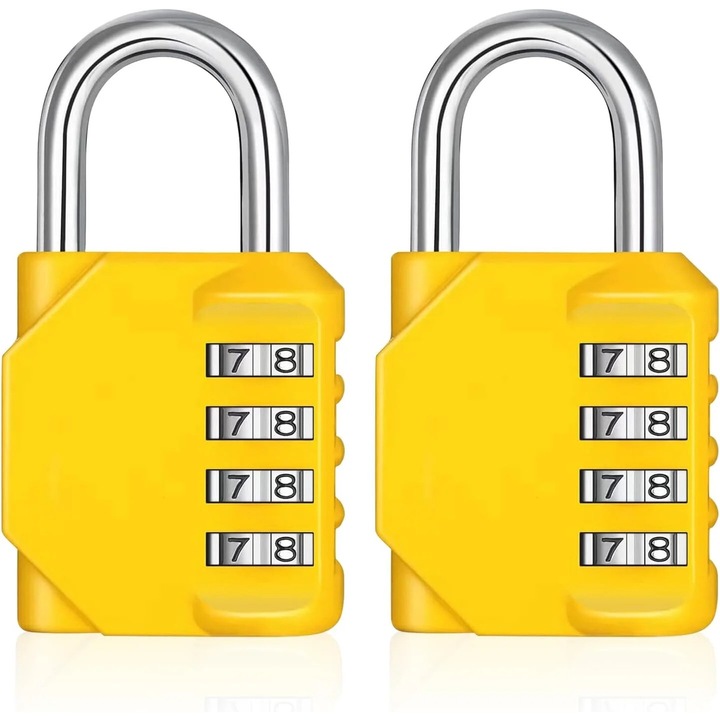 Комплект катинари от 2, 4-цифрена комбинация, устойчиви на атмосферни влияния, жълти