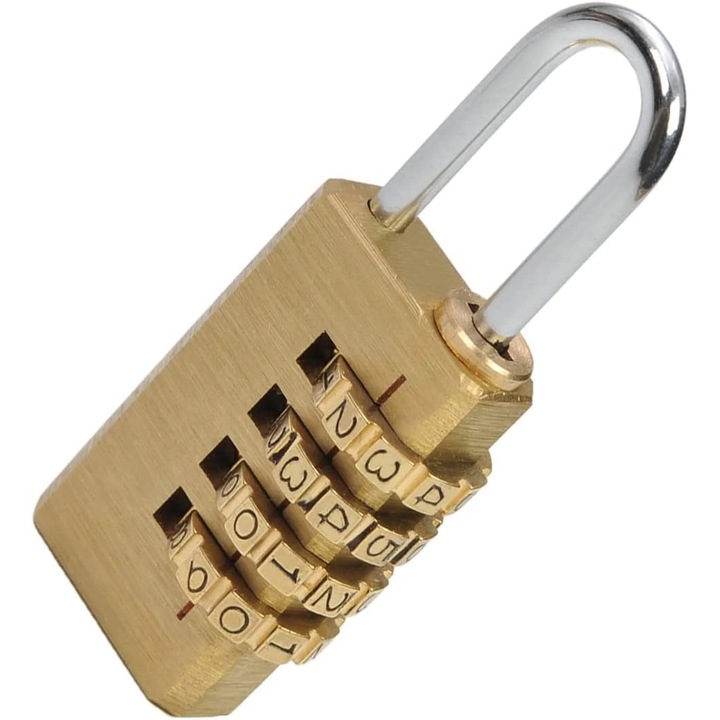 4-цифрен комбиниран катинар, 3 мм диаметър, месинг, преносим дизайн, 9x25 мм