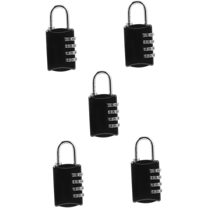 Комплект 5 секретни брави, цинк, 4 цифри, за шкафче, спортни, външни
