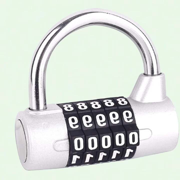 5-цифрена кодова брава, сребриста, комплект от 1 бр