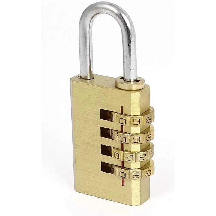 Месингов комбиниран катинар, 4 цифри, 5 мм, 155 г, комплект от 1 бр.