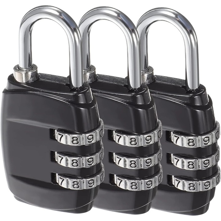 Комплект от 3 кодирани брави, цинкова сплав, устойчиви на ръжда, за шкафове, външни врати, малки размери