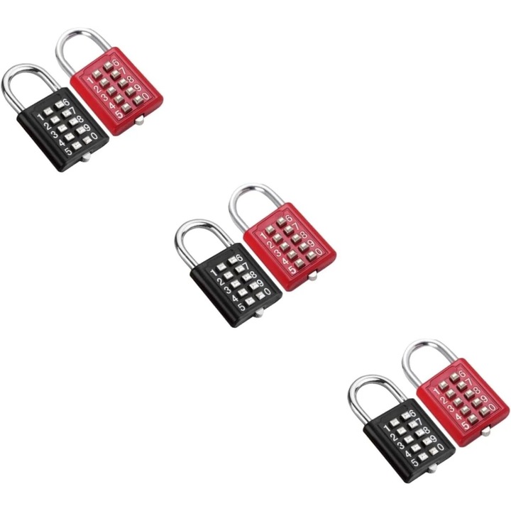 Комплект 6 секретни брави, метални, 10 цифри, за врати, шкафове, багаж