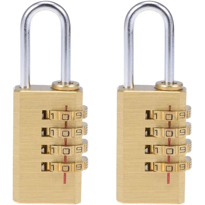 4-цифрен комбиниран катинар, 3 мм, месинг, комплект от 2 бр