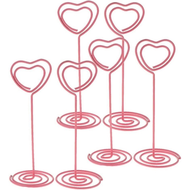 Комплект от 6 метални поставки за картички във формата на сърце, парти аксесоари, сватбена и юбилейна украса