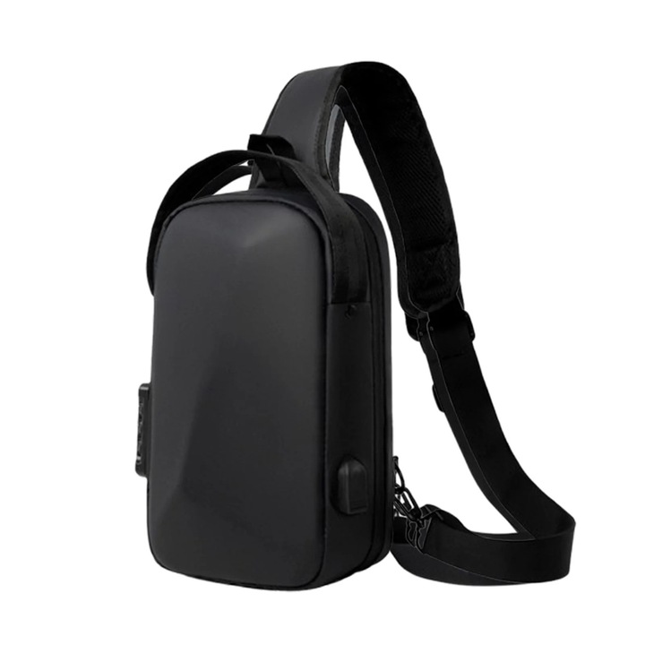 Férfi kis hátizsák, fekete, 30x18x10cm, alkalmi kialakítás, könnyen hordozható
