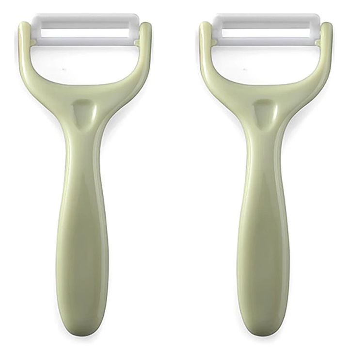 Комплект белачки за зеленчуци и плодове, 2 части, с керамични остриета, ергономични дръжки, черна и червена