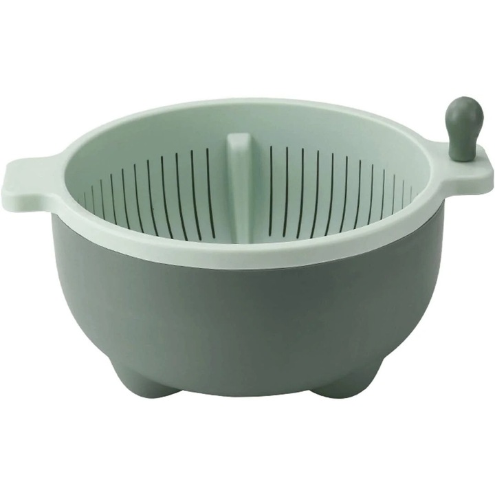 Гевгир с въртяща се дръжка, комплект 2 в 1, пластмасов, зелен, размери 30х45см