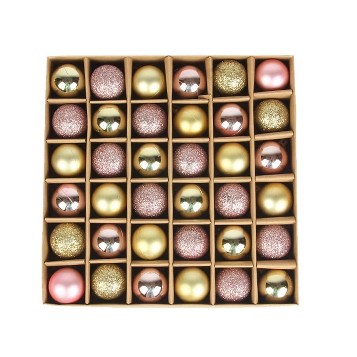 Set globuri de Craciun, 36 buc, plastic, multicolor, 3 cm