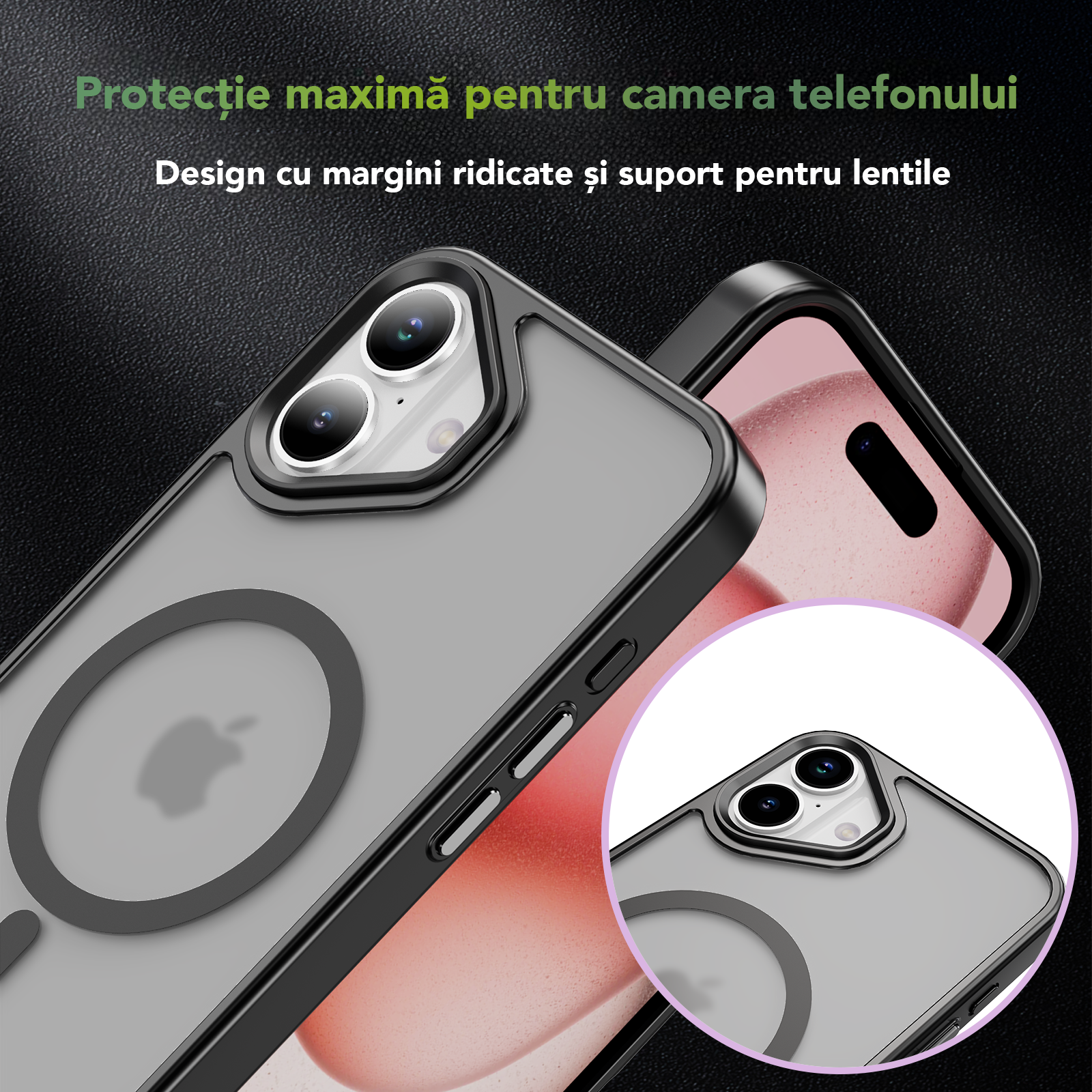 Husa pentru iPhone 16 Plus, Husa de Protectie, AIM TO POWER, Compatibila cu telefon Apple, MagSafe - Negru