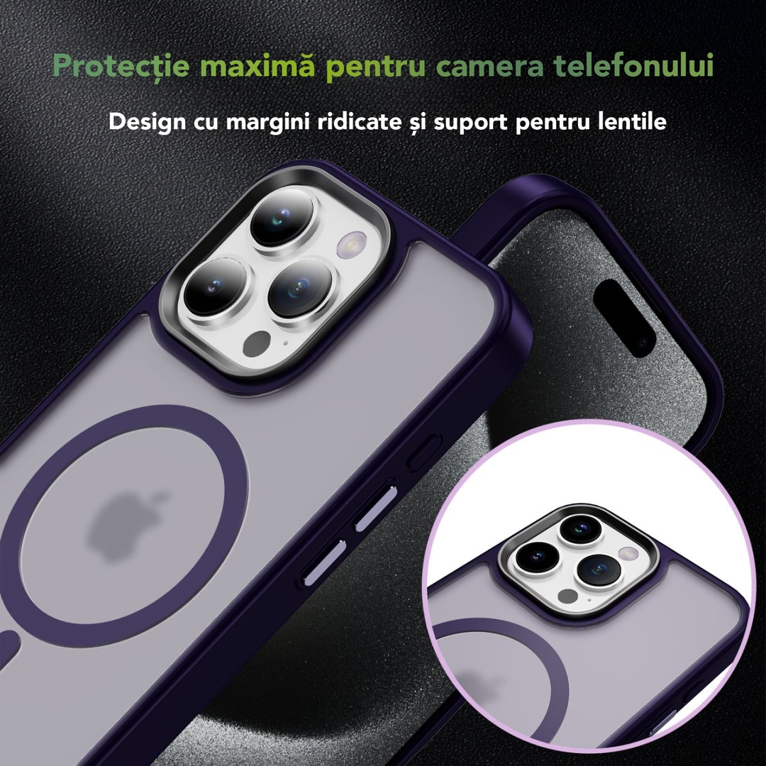 Husa pentru iPhone 16 Pro Max, Husa de Protectie, AIM TO POWER, Compatibila cu telefon Apple, MagSafe - Mov Inchis