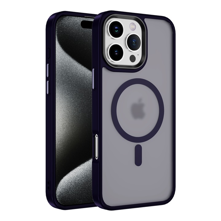 Husa pentru iPhone 16 Pro Max, Husa de Protectie, AIM TO POWER, Compatibila cu telefon Apple, MagSafe - Mov Inchis