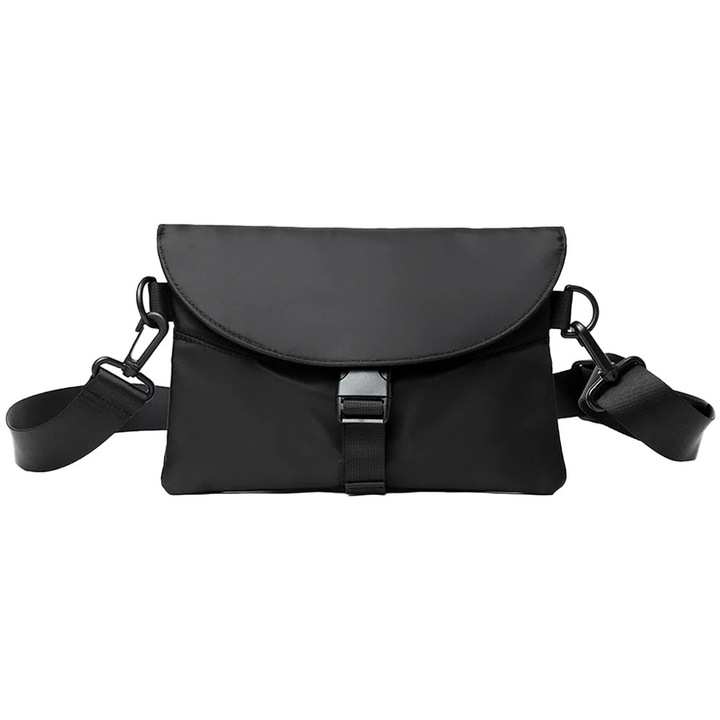 Férfi táska, fekete, poliészter anyagból, méretei 25x2x17cm