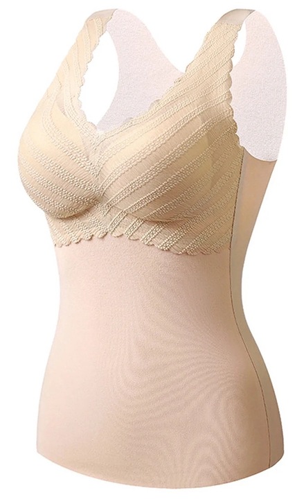 Дамско термо бельо потник цвят кайсия полиестер 2XL INTL