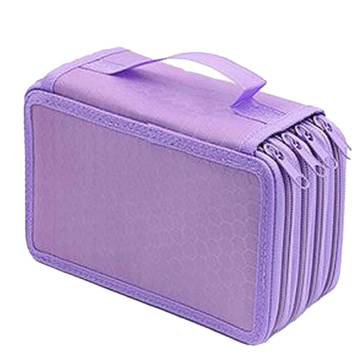 Преносим моливник, 72 слота, отделения за цветни моливи, оксфорд, многоцветен