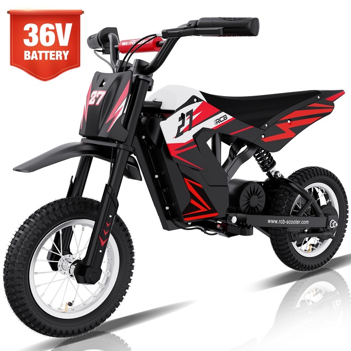 RCB gyerek elektromos motorkerékpár, 36V/4Ah, 3 sebességes, Piros