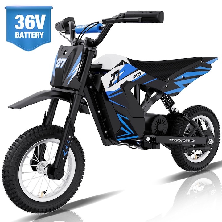 RCB gyerek elektromos motorkerékpár, 36V/4Ah, 3 sebességes, kék