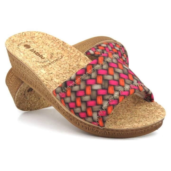 Női papucs INBLU, parafa talp, rózsaszín, szintetikus anyag