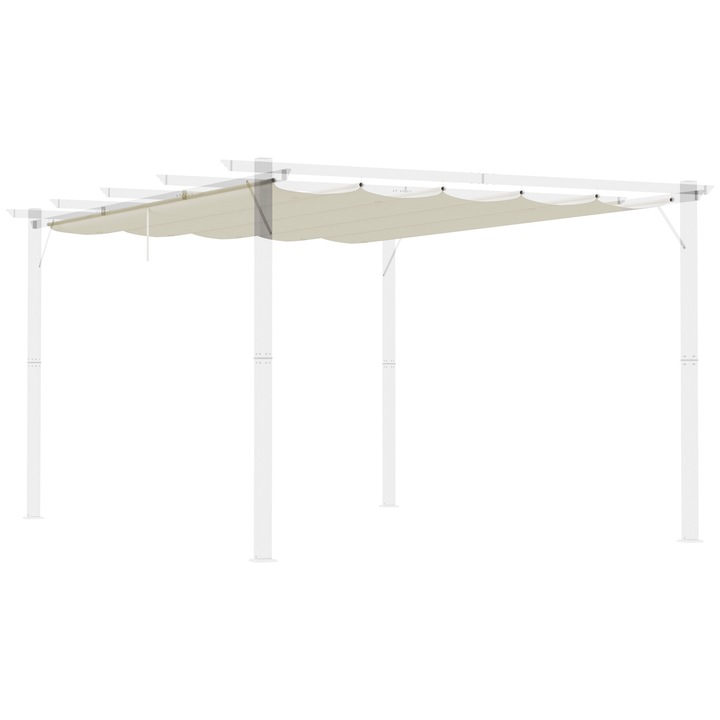 Outsunny Pavilion Foisor Acoperis cu 10 gauri de drenaj, capac de inlocuire pentru foisor din poliester respirabil pentru pergola de gradina de 4x3m, crem