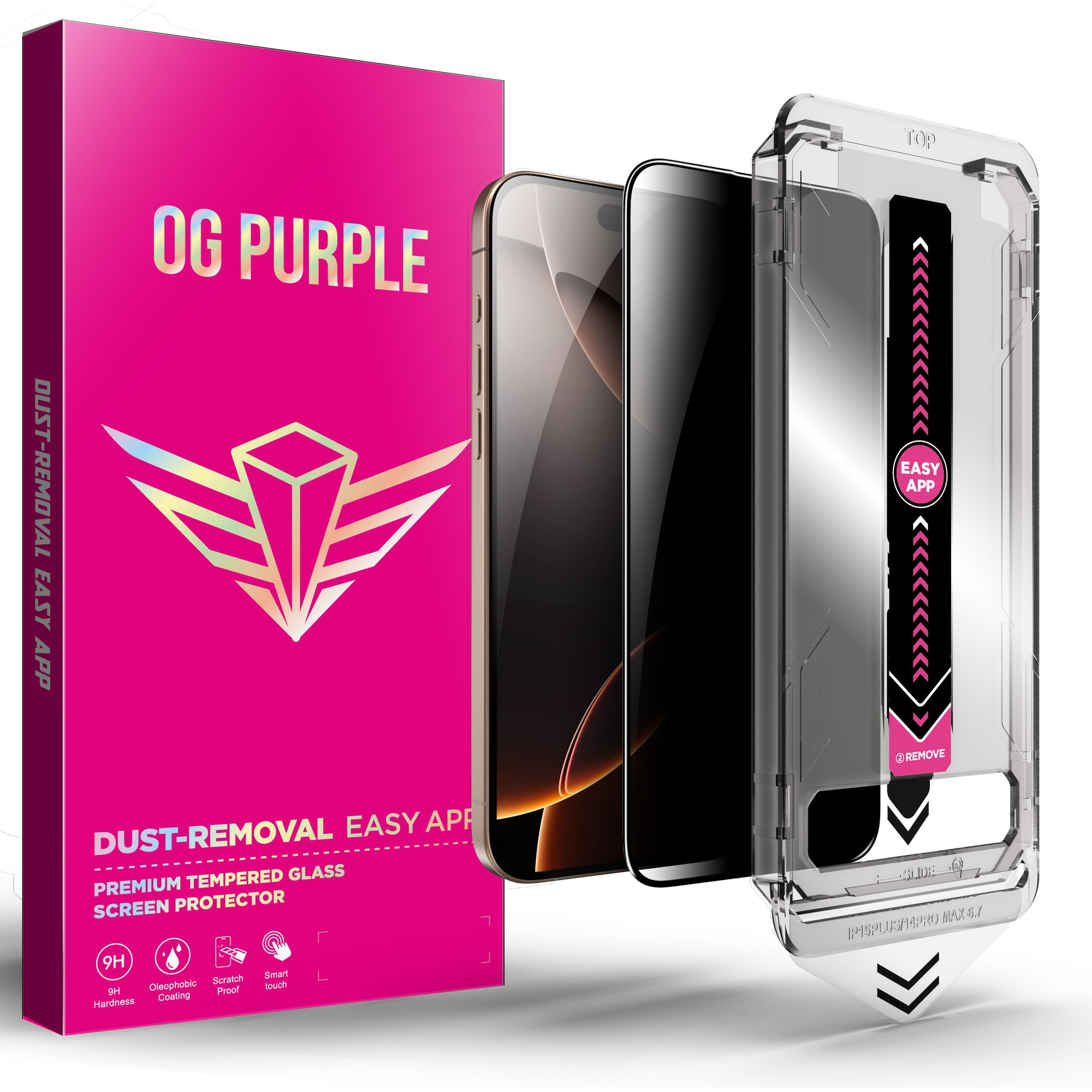 Folie de Protectie Privacy OG Purple compatibila iPhone 17 Air, cu Kit de Aplicare Instanta si Functie Automata de Indepartare a Prafului, Ultra Claritate HD