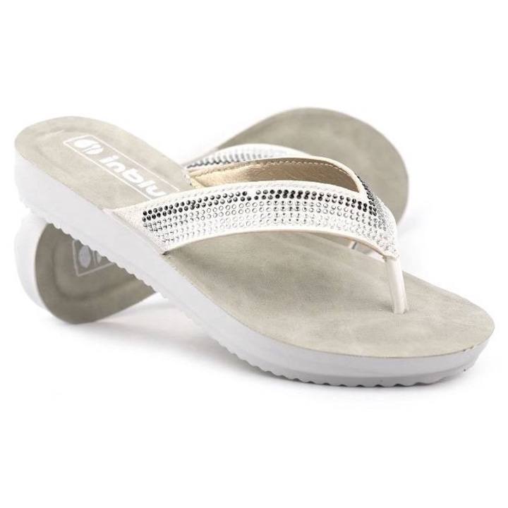 Női papucs, Inblu, dekoratív pántok, fehér, eco-bőr, 37 EU