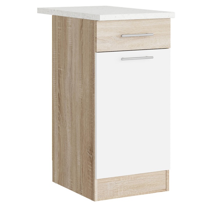 Долен кухненски шкаф с чекмедже ЕКО 400, Еверест Мебел, 40х46х85 см, Дъб Сонома/Алба