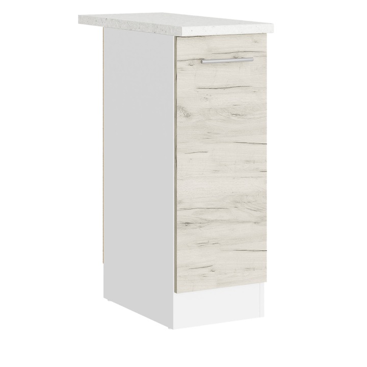 Corp inferior bucatarie, ECO 300 cu blat, Everest Mebel, 1 usa, 30 x 85 x 46 cm, Alb/Kraft stejar alb
