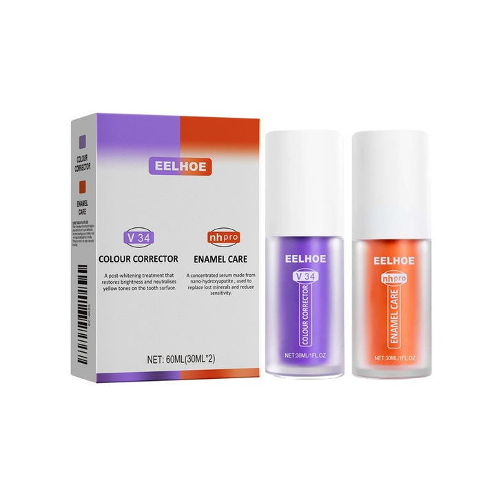 Комплект за избелване и възстановяване на зъби, избелваща паста за зъби V34, отстраняване на петна, свеж дъх, 60 мл