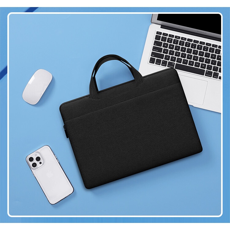 Geanta de mana portabila pentru notebook, compatibila cu Apple MacBook Air, MacBook Pro Touch Bar 600D si alte laptopuri, compatibila cu 13 inchi pana la 15 inchi, material fibra de poliester, negru, 28cm * 39cm * 2.5cm