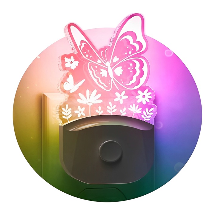 Veioza LED TREXORA, lumina de noapte fluture, 3 moduri de iluminare, decorativa, pentru camera copii