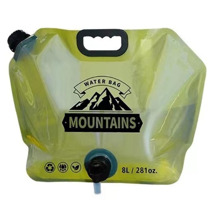 Recipient de apa pliabil de 8 litri cu robinet pentru camping, dozator de apa fara BPA, ulcior de apa de calitate alimentara, sac pliabil pentru depozitare a bauturilor pentru drumetii si kit de supravietuire, urgenta